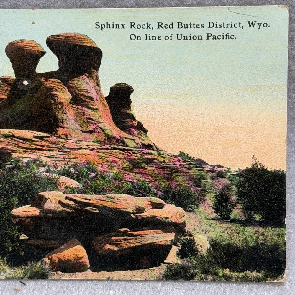 Sphinx Rock Red Buttes District Wyoming Union Pacific Railway Line 1913 POSTCARD